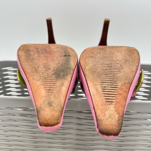 Anthropologie Diego di Lucca Heeled Mule Pink Green Size 6 - Picture 14 of 15